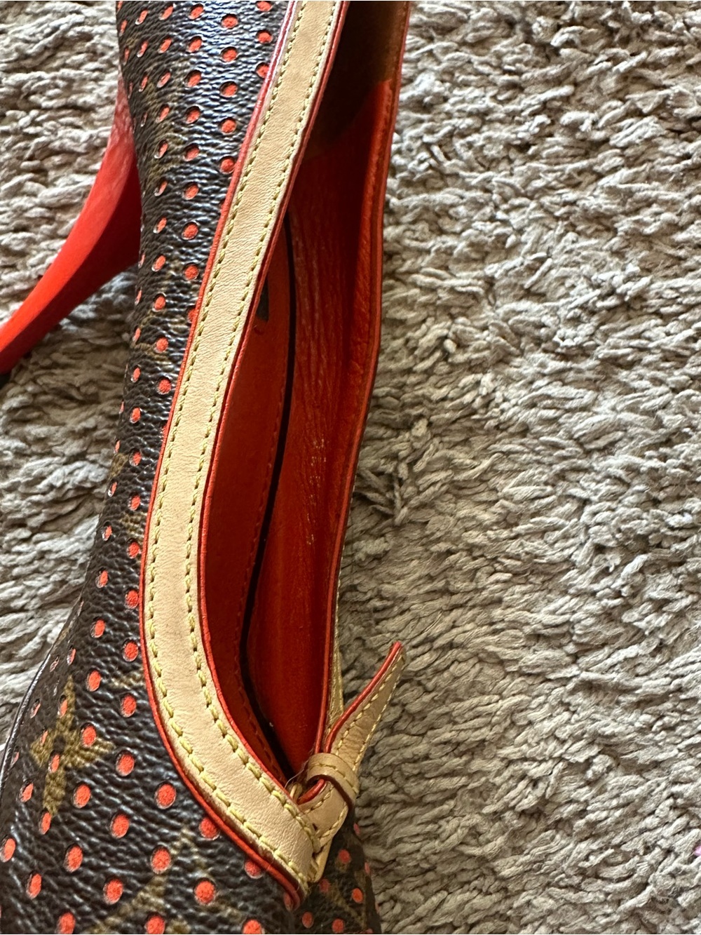 Louis Vuitton Monogram Perforated Peep Toe Heels Orange Size 39.5 Padlock - Picture 8 of 10